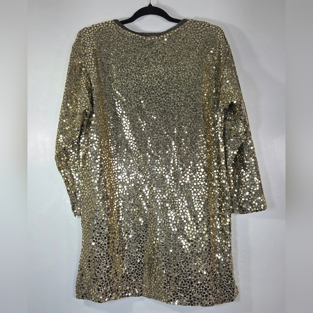 VINTAGE KATHLEEN USHERWOOD FOR SAKS FIFTH AVENUE GOLD METALIC SEQUIN TUNIC. - Picture 2 of 6